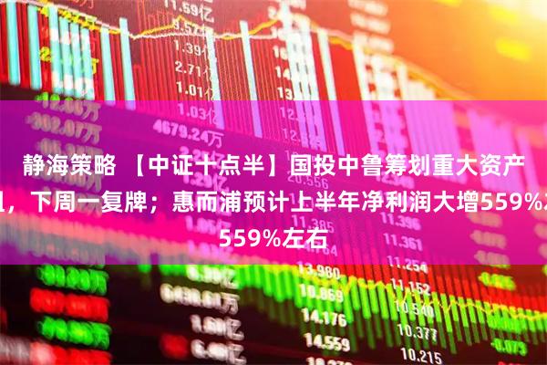静海策略 【中证十点半】国投中鲁筹划重大资产重组，下周一复牌；惠而浦预计上半年净利润大增559%左右