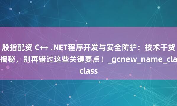 股指配资 C++ .NET程序开发与安全防护：技术干货大揭秘，别再错过这些关键要点！_gcnew_name_class