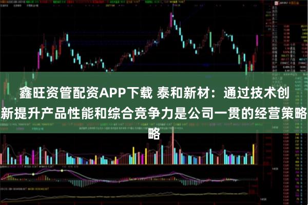 鑫旺资管配资APP下载 泰和新材：通过技术创新提升产品性能和综合竞争力是公司一贯的经营策略
