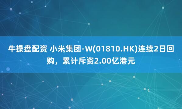 牛操盘配资 小米集团-W(01810.HK)连续2日回购，累计斥资2.00亿港元